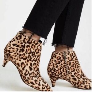 Sam Edelman Kinzey Leopard Print Ankle Boots with Pointed Toe and Moderate Heel